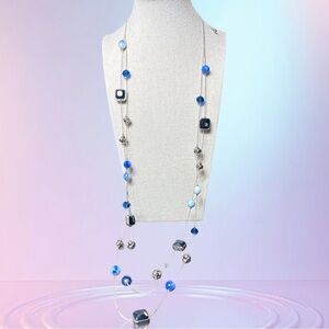 Charming Charlie Blue and Silver Beaded Necklace
